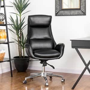 Mid-Century Modern Black Air Leatherette Adjustable Swivel High Back Office Chair