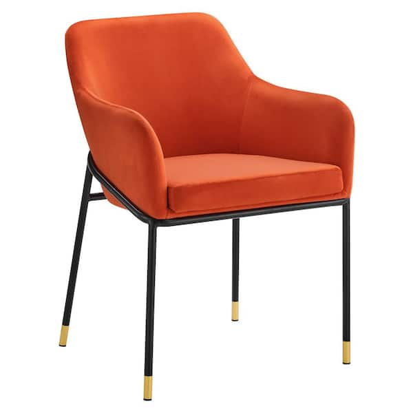 MODWAY Jovi Performance Velvet Dining Armchair in Black Orange