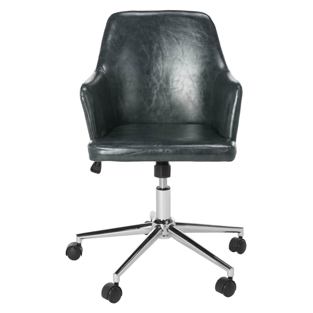 Cadence Dark Grey Faux Leather Swivel Office Chair with Chrome Base