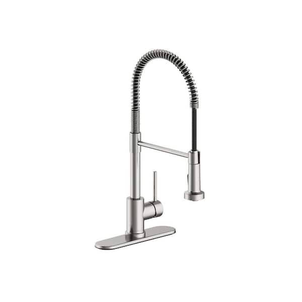 Seasons Westwind Single-Handle Spring Neck Kitchen Faucet in Stainless Steel