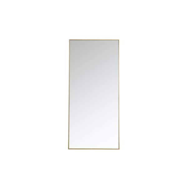 Unbranded Timeless Home 30 in. W x 60 in. H x Contemporary Metal Framed Rectangle Brass Mirror