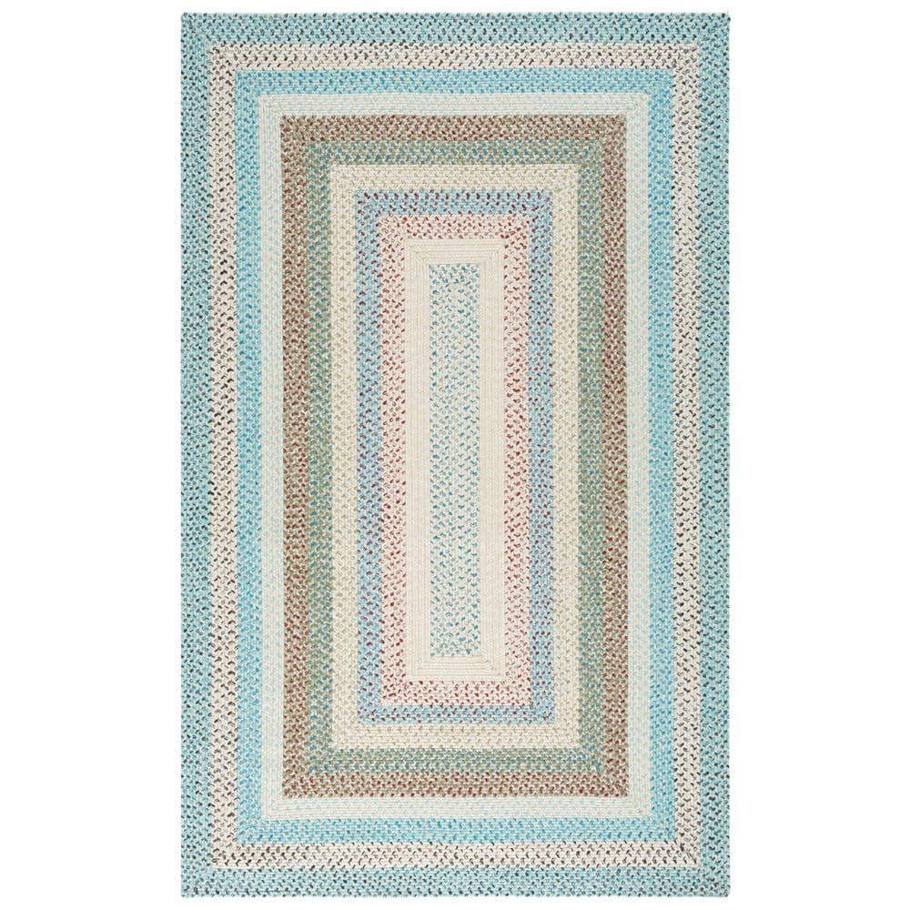 SAFAVIEH Braided Beige/Light Blue 5 ft. x 8 ft. Machine Washable ...