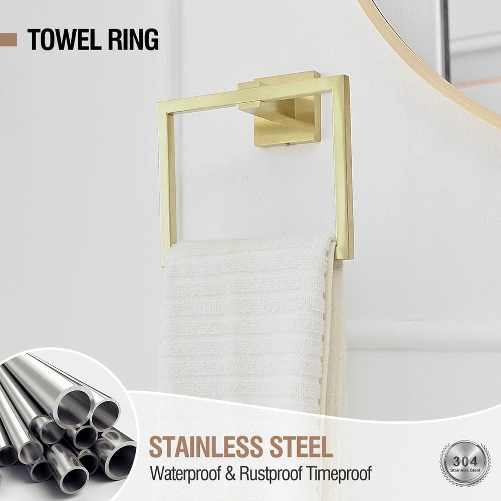 Gold Stainless Steel 5-Piece Bathroom Hardware Set