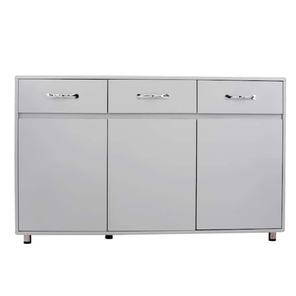 52.36in x 15.75in x 32.09in Gray MDF Ready to Assemble Kitchen Cabinet with 3 Drawers and 3 Doors