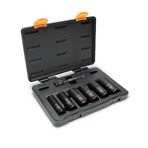 1/2 in. Drive SAE/Metric Deep Lug Nut Impact Socket Set with Storage Case (7-Piece)