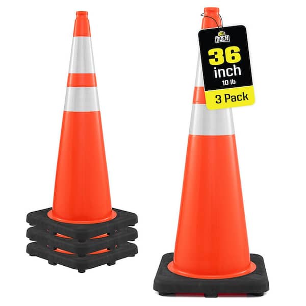 BOEN 28 in. H Orange PVC Reflective Traffic Safety Cones with