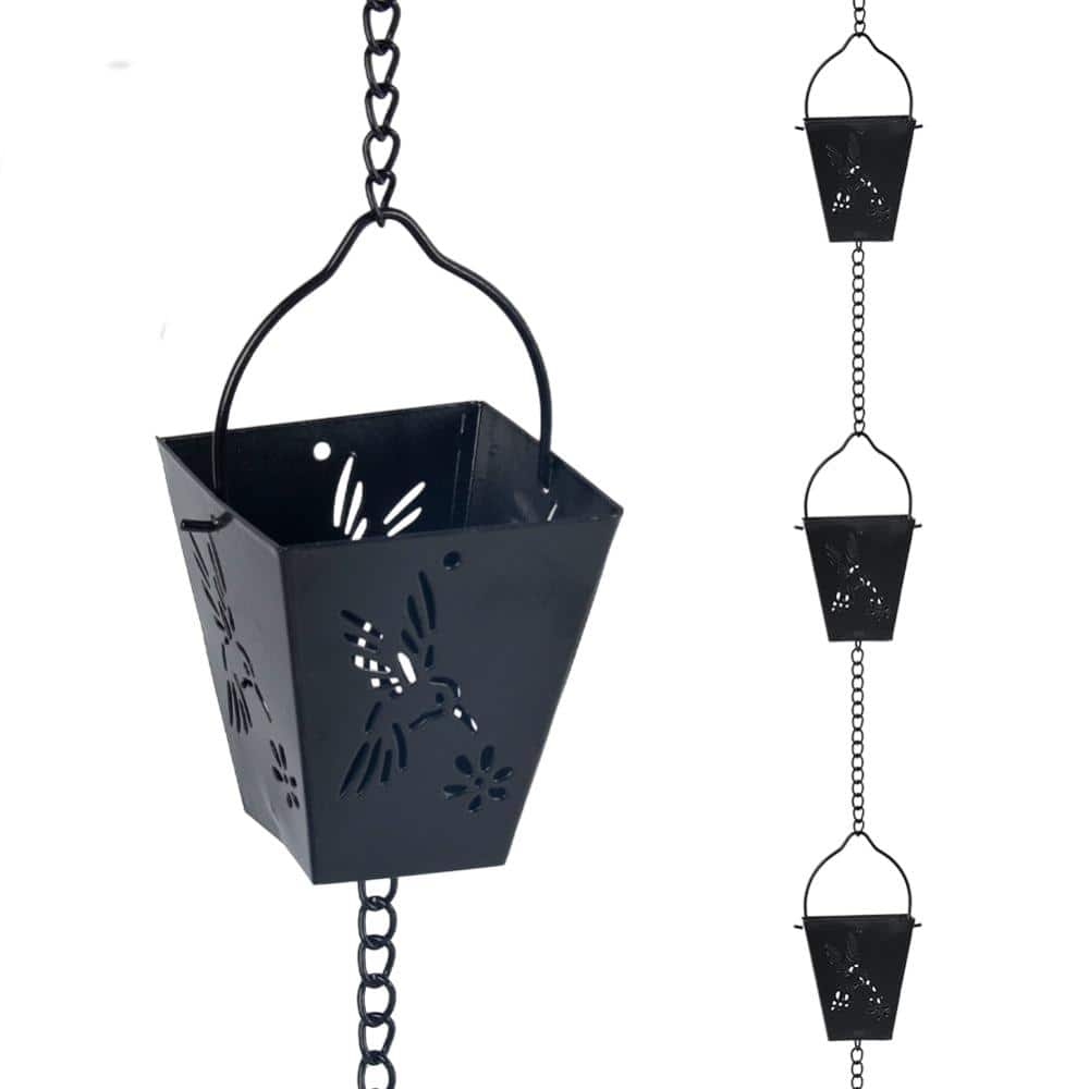 10.92 ft Rain Chain Decorative Metal Cups Black 12-Piece price history on PriceWatchPro