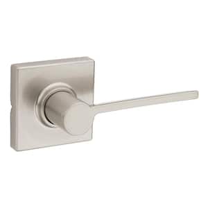 Ladera Satin Nickel Hall and Closet Door Lever with Square Trim Featuring Microban Antimicrobial Technology