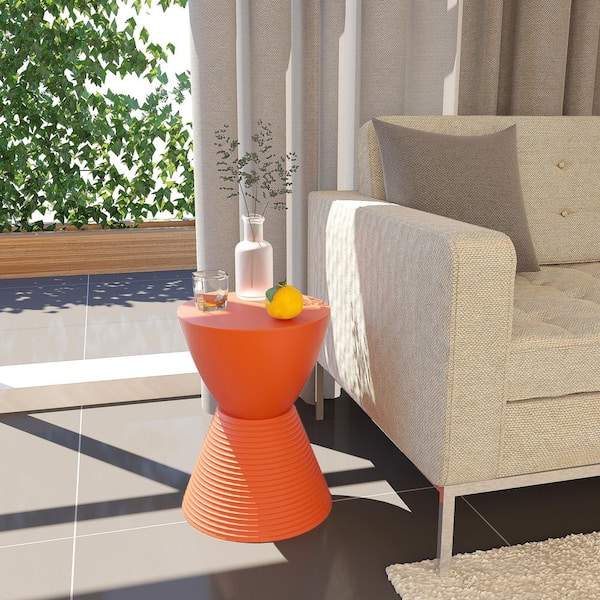 Boyd 11.75 in. W Orange Modern Round Plastic Accent Contemporary Lightweight Side End Table