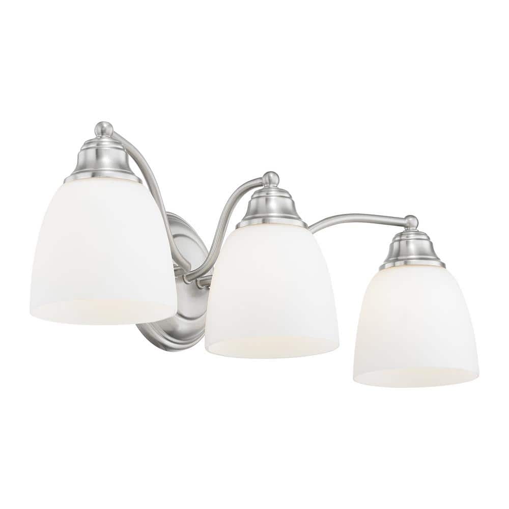 Somerville Brushed Nickel 3-Light Vanity with Satin Opal Glass