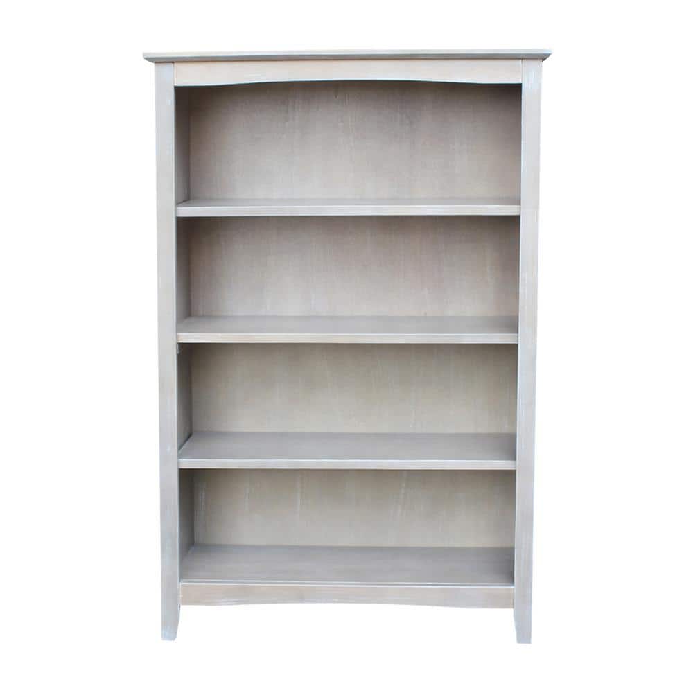Transitional 48" Adjustable Gray Wood Shaker Bookcase