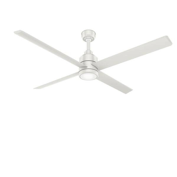 Hunter Industrial Trak 84 in. Integrated LED Indoor/Outdoor Fresh White Commercial Ceiling Fan with Light and Wall Control