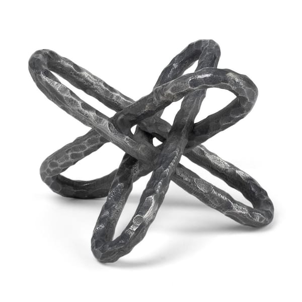 HomeRoots 10 in. Black Silver Metal Chain Link Sculpture