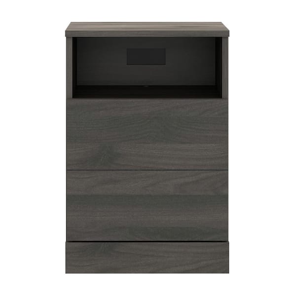 Hillsdale Furniture Hawley 15.5 in. Espresso 23.5 in. Rectangle Wood End Table with USB and Storage