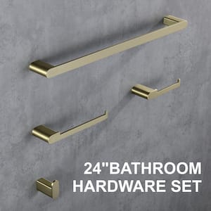 4-Piece Bath Hardware Set with Mounting Hardware Included in Brushed Gold