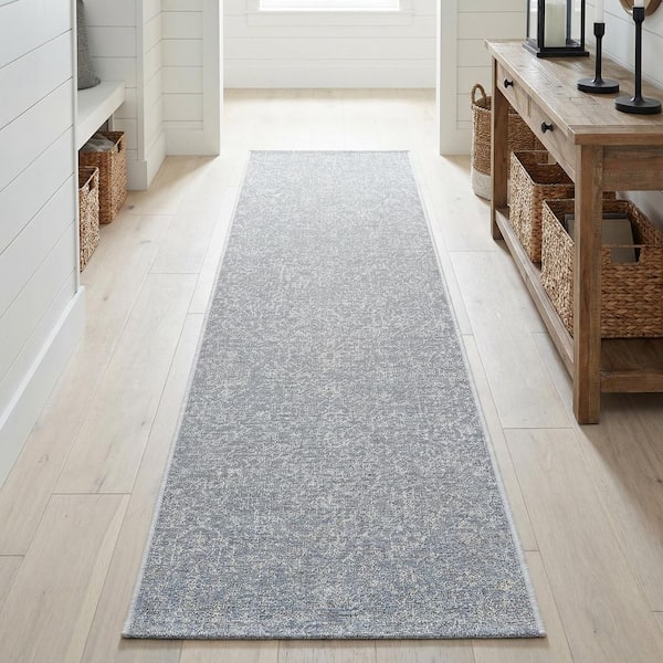 Monte Carlo Palmette Grey-Ivory 2 ft. x 12 ft. Indoor/Outdoor Runner Rug