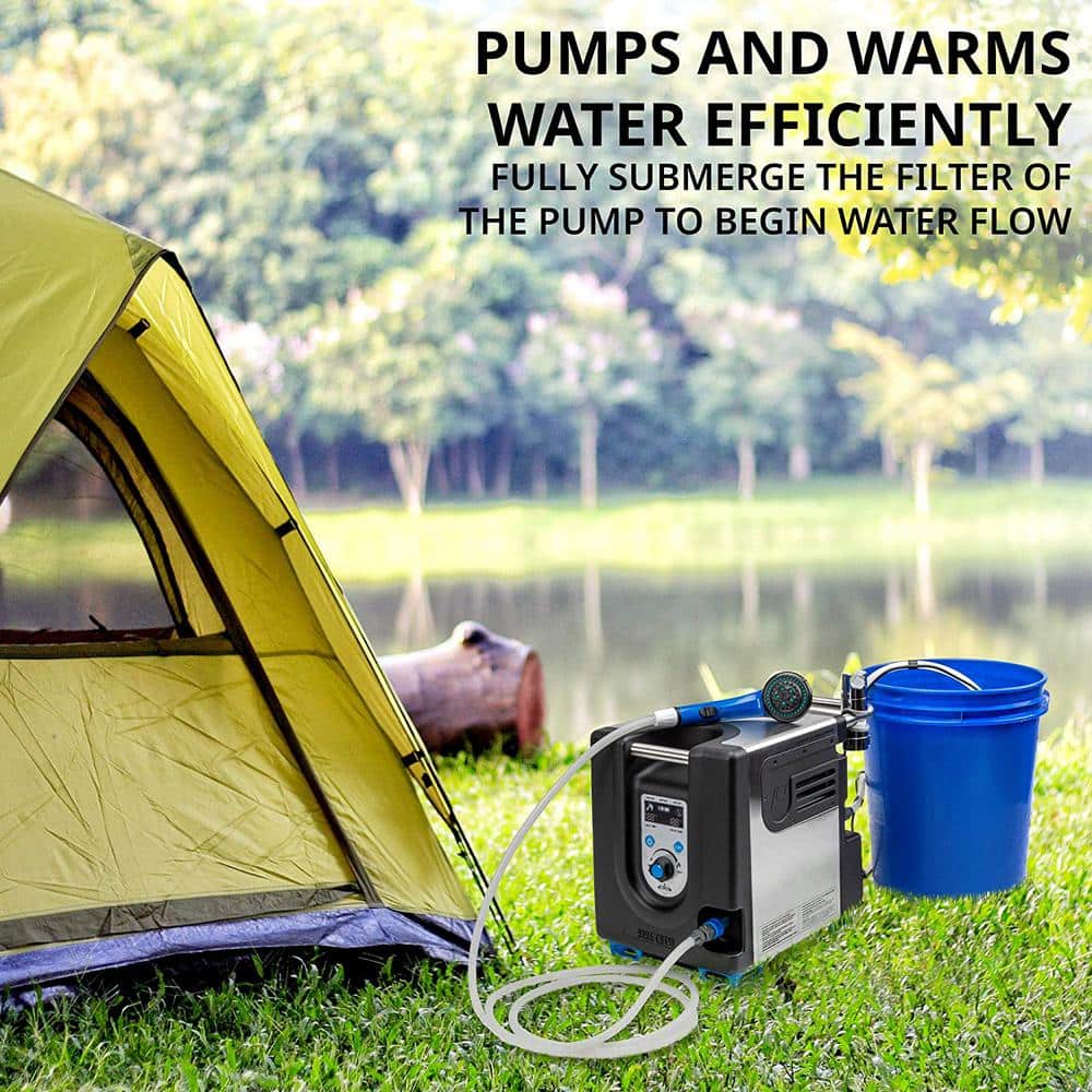 Compact Black and Silver Portable Propane Water Heater