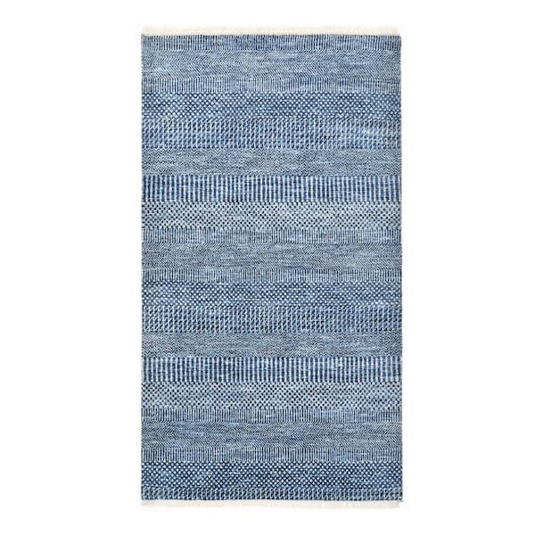 Solo Rugs Pia Contemporary Blue 8 ft. x 10 ft. Handmade Area Rug