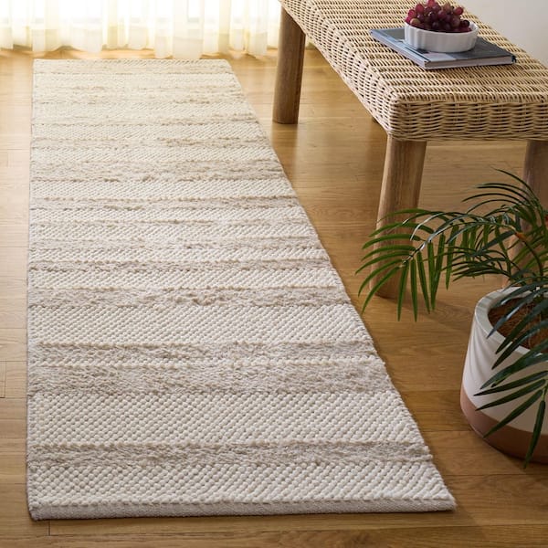 Natura 2 ft. x 8 ft. Beige/Ivory Striped Solid Runner Rug
