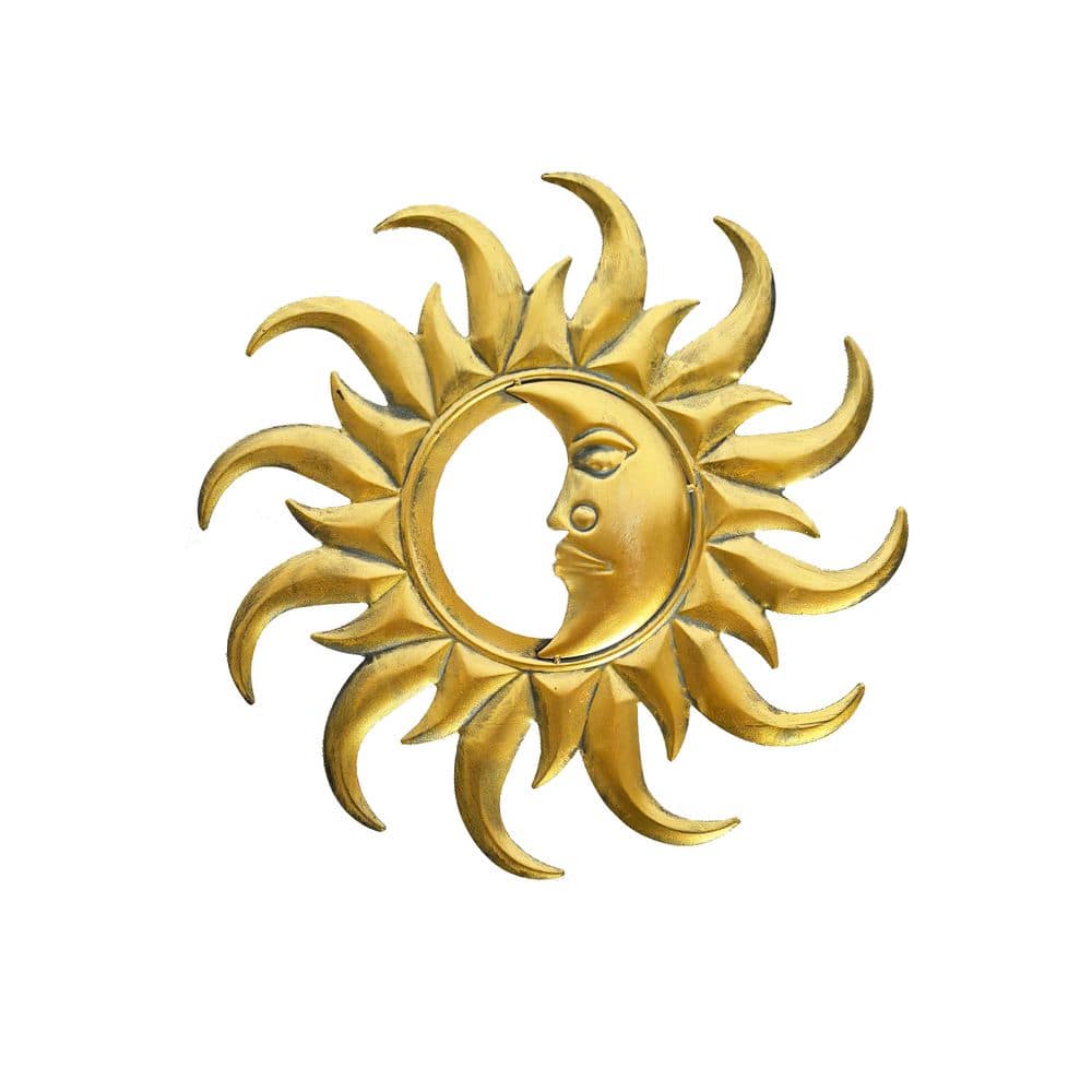 HI-LINE GIFT LTD. Half Moon Sunface 15.5 in. x 15.5 in. Gold Metal