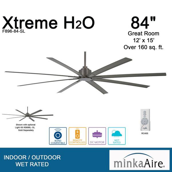 MINKA-AIRE Xtreme H2O 84 in. Indoor/Outdoor Smoked Iron Ceiling Fan with  Remote Control F896-84-SI - The Home Depot
