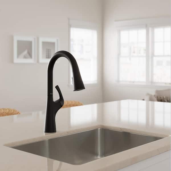 Talega Single Handle Pull Down Sprayer Kitchen Faucet in Matte Black
