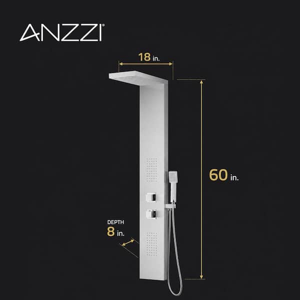 ANZZI Expanse Series 57 in. 2-Jetted Full Body Shower Panel System