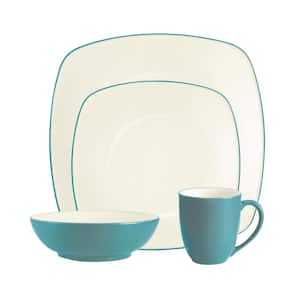 Colorwave Turquoise  4-Piece (Turquoise) Stoneware Square Place Setting, Service for 1