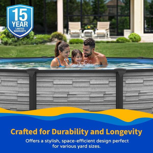 Blue Wave Montilla 15 ft. Round 52-in Deep Steel Wall Above Ground