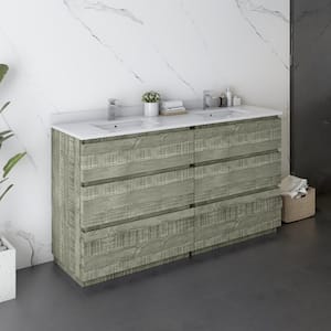 Formosa 60 in. W x 20 in. D x 35 in. H White Double Sink Bath Vanity in Sage Gray with White Vanity Top