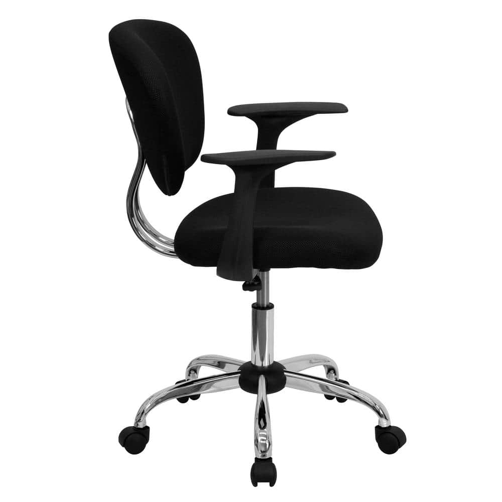 Beverly Mid-Back Black Mesh Swivel Task Chair with Chrome Base