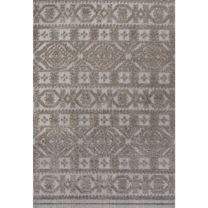 Citta High-Low Pile Mediterranean Tile Dark Gray/Ivory 4 ft. x 6 ft. Indoor/Outdoor Area Rug