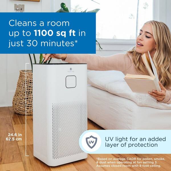MEDIFY AIR MA-50-W1 Air Purifier H13 HEPA Filter with UV 1100 sq. ft. Coverage 99.9% Removal to 0.1 Microns White (1-Pack) - 2
