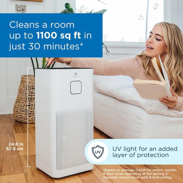 MEDIFY AIR Air Purifier H13 HEPA Filter with 1100 sq. ft. Coverage 99.9%  Removal to 0.1 Microns White (1-Pack) MA-50-W1 The Home Depot