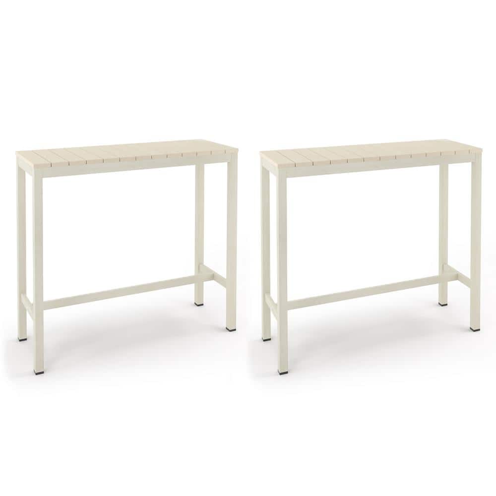 Humphrey 45 in. Cream Plastic HDPS Outdoor Bar Table Patio Waterproof Pub Height Dining Table For Balcony Indoor 2-pack price history on PriceWatchPro