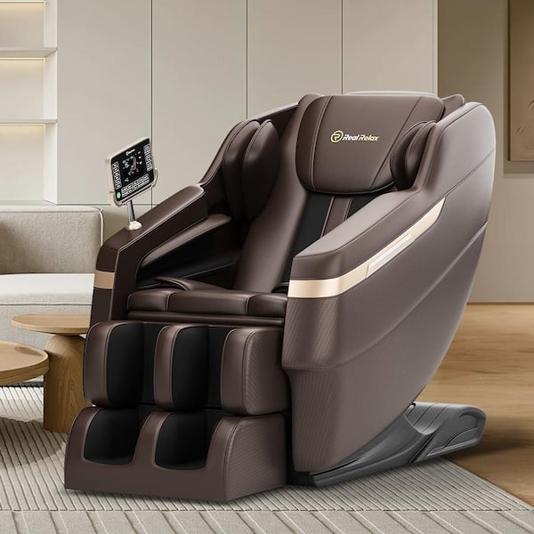 Favor-BS02 Brown color heated Full Body Massage Chair with zero gravity mode and Bluetooth music player