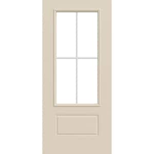 36 in. x 80 in. 1 Panel 3/4 Lite Right-Hand/Inswing Clear Glass Primed Steel Front Door Slab