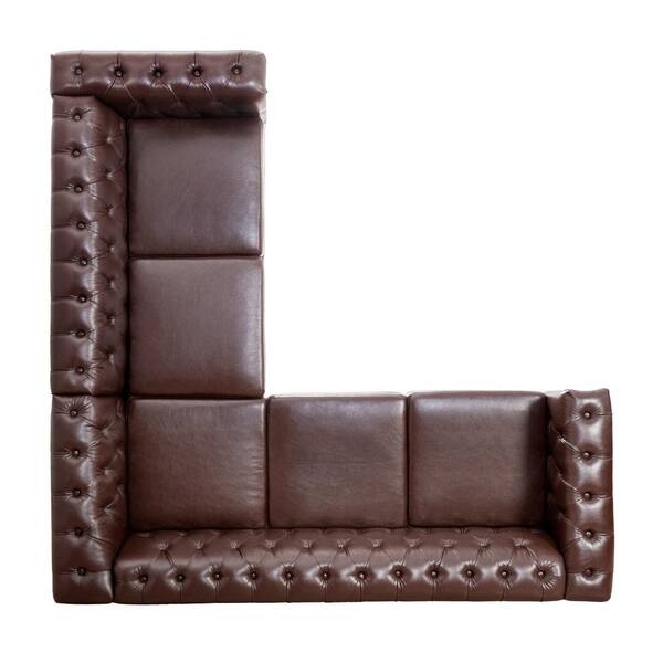 ◆Chubasco◆ TOLEDO CT2202 ALL DARK BROWN Harper & Bright Designs 84.65 in W 2-piece L-Shaped Faux