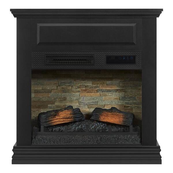 StyleWell Wheaton 31 in. Freestanding Wooden Infrared Electric Fireplace in  Black 150427 - The Home Depot