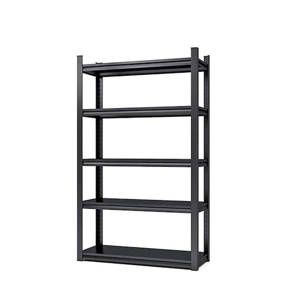 5 Tiers Metal Heavy-Duty Garage Storage Shelving Unit in Black (47 in. W x 72 in. H x 23.6 in. D)