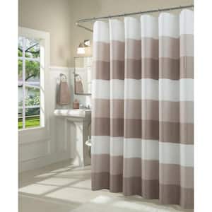 Ombre 72 in. Taupe Waffle Weave Fabric Shower Curtain