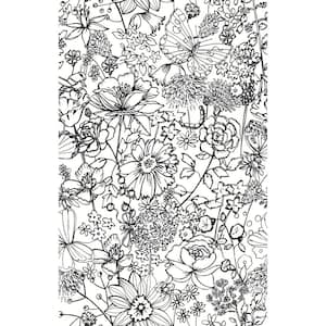 Daley 20.5 in. x 33 ft. Black Line Floral Wallpaper