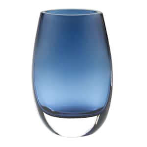 7.5 in. Crescendo Midnight Blue European Mouth Blown Oval Thick Walled Decorative Vase