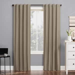 Cyrus Stone Polyester Solid 40 in. W x 63 in. L Noise Cancelling Grommet Blackout Curtain