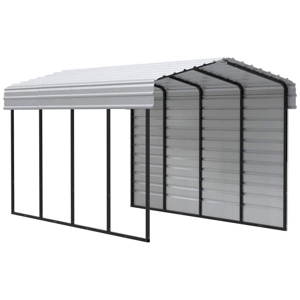 ARROW 10 ft. W x 20 ft. D x 9 ft. H Eggshell Galvanized Steel Carport with 1-Side Wall Kit (CPH102009ECL1)