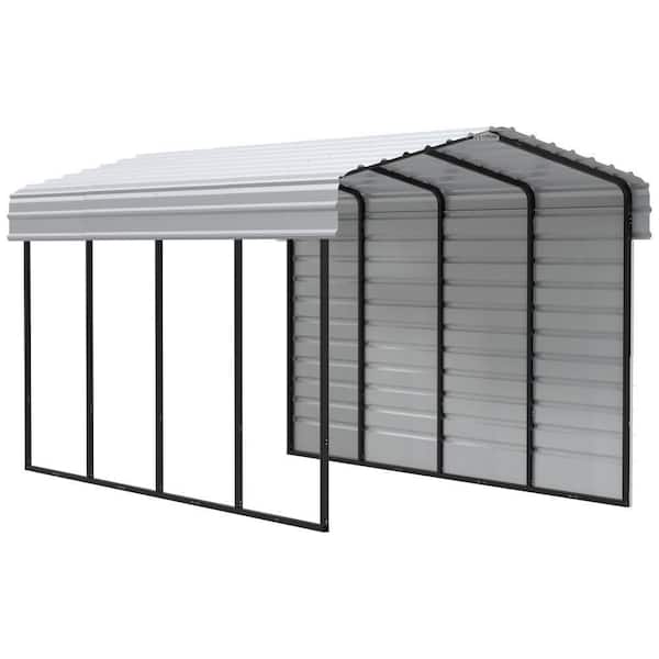 10 ft. W x 20 ft. D x 9 ft. H Eggshell Galvanized Steel Carport with 1-Side Wall Kit