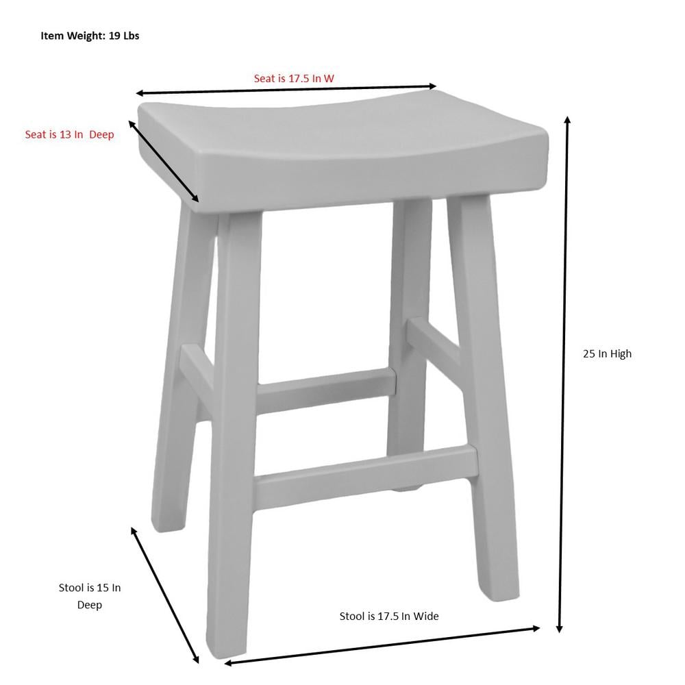 Antique Black Wood Saddle Style Backless Counter Stool 28"