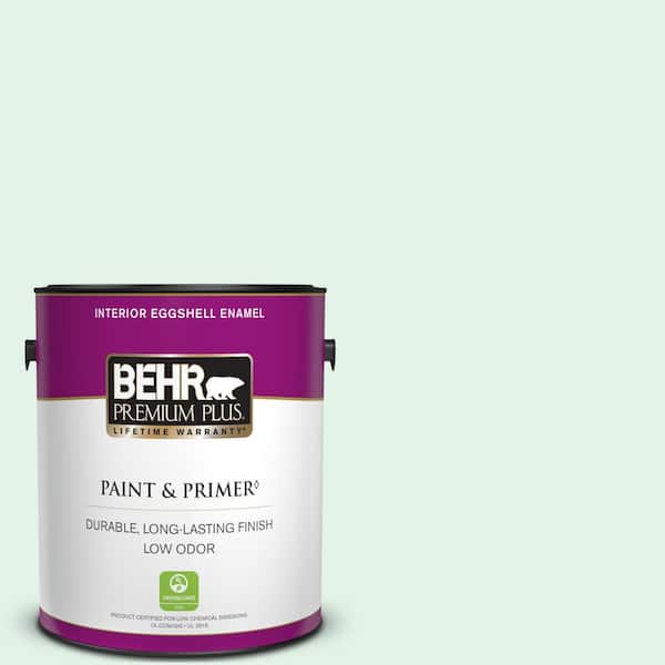 BEHR PREMIUM PLUS 1 gal. #480C-1 Light Mint Eggshell Enamel Low Odor Interior Paint & Primer