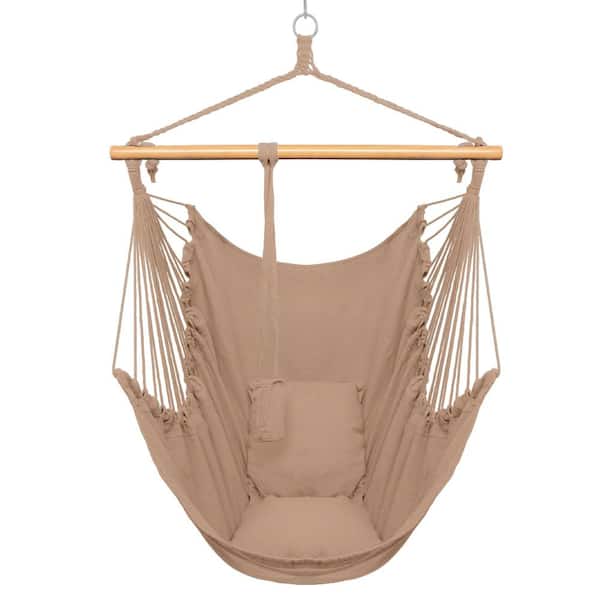 Karl home 39.2 in. Portable Hammock Rope Chair Outdoor Hanging Air Swing in Coffee