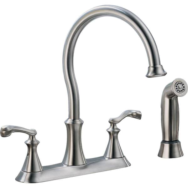 Delta Vessona 2-Handle Standard Kitchen Faucet with Side Sprayer in Stainless